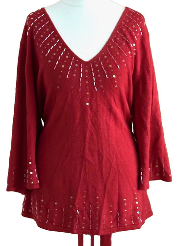 Twiggy red neck tunic jumper - v,